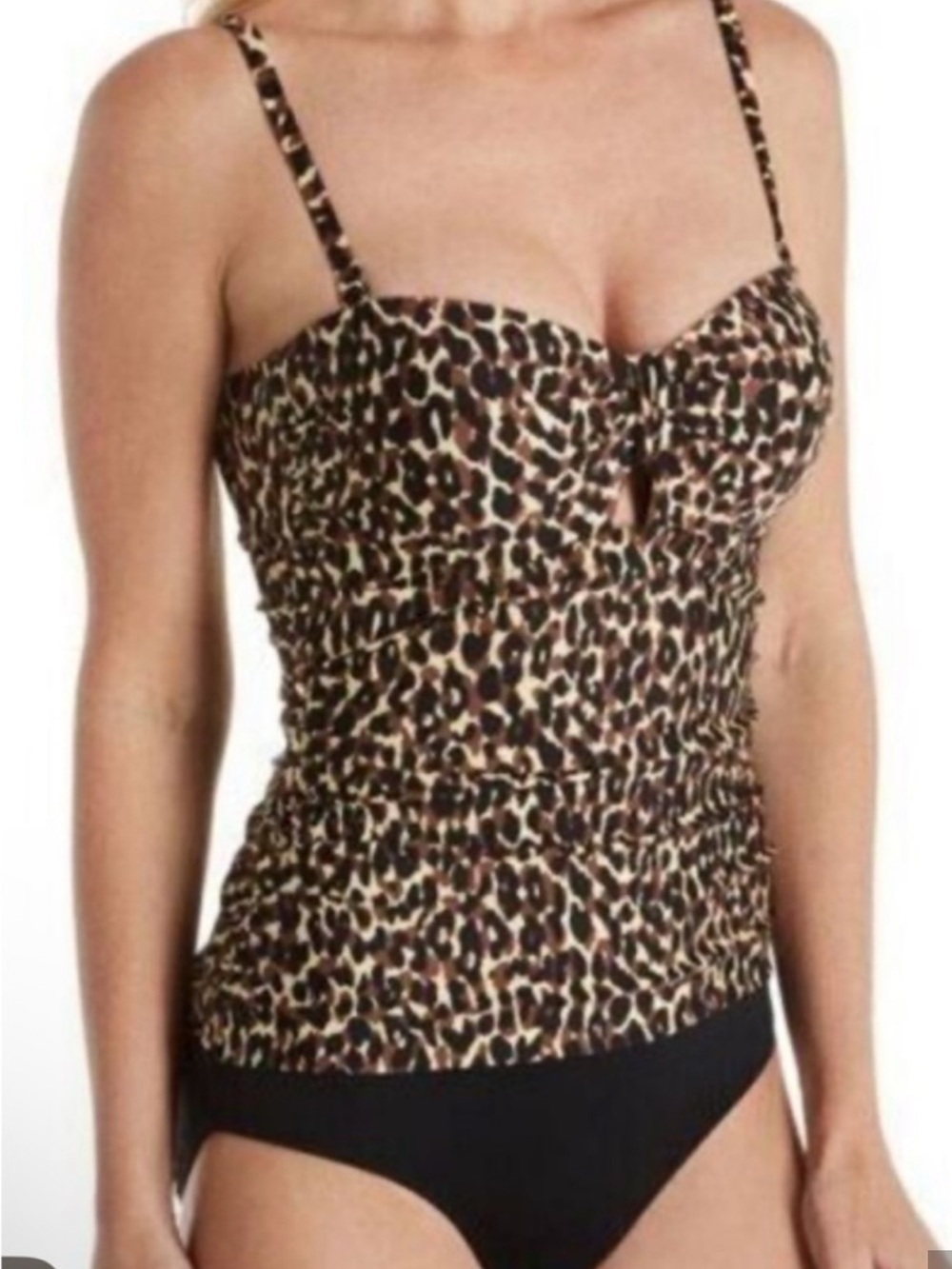 Leopard Print One-Piece Swimsuit - Brown & Black